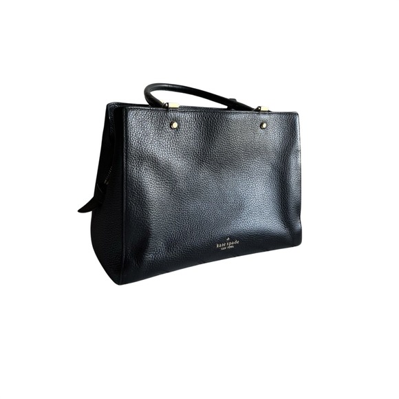 kate spade Handbags - Kate Spade New York Black Pebbled Leather Satchel Tote Bag Gold Hardware